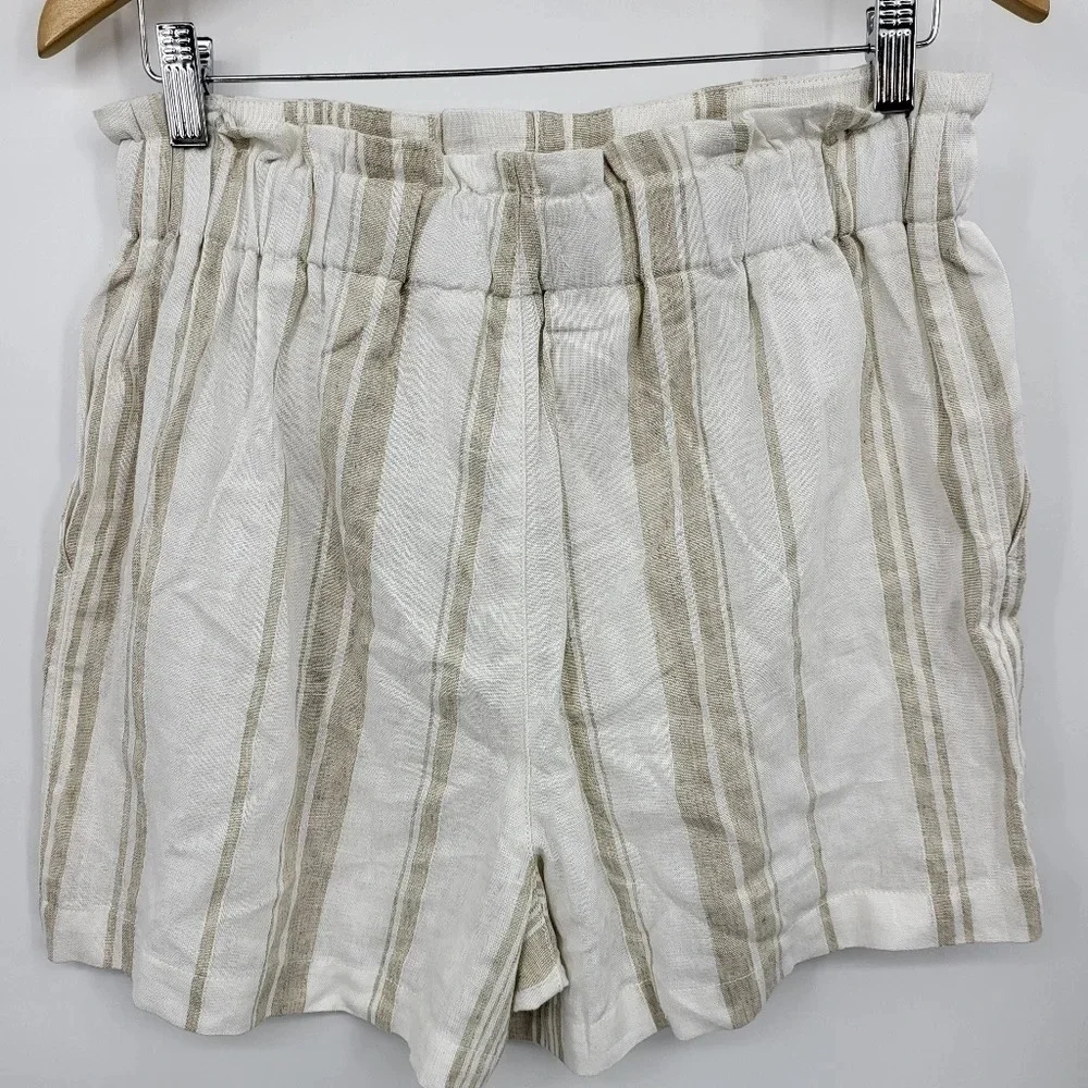 Madewell Women's Linen Blend Striped Elastic Waist Sz Small NEW